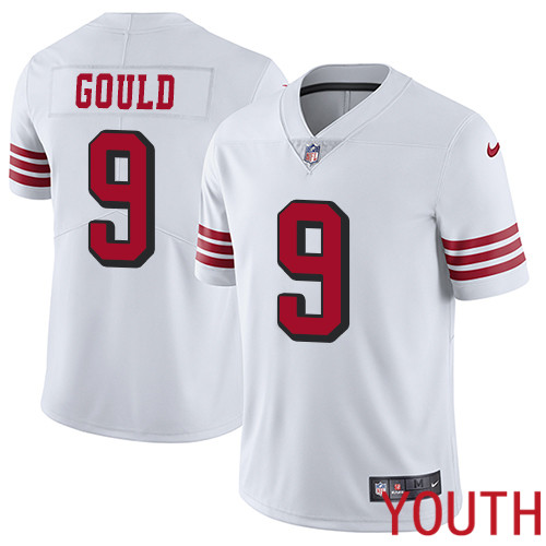 San Francisco 49ers Limited White Youth Robbie Gould NFL Jersey #9 Rush Vapor Untouchable->youth nfl jersey->Youth Jersey